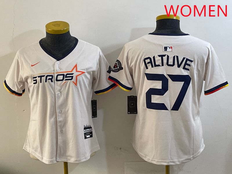 Women Houston Astros #27 Altuve Cream Three generations Joint Name 2025 Nike MLB Jersey style 11